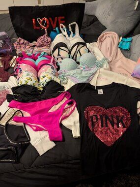 HUGE LOT Victoria's Secret + PINK Tops Bras Swim Leggings Accessories $1000